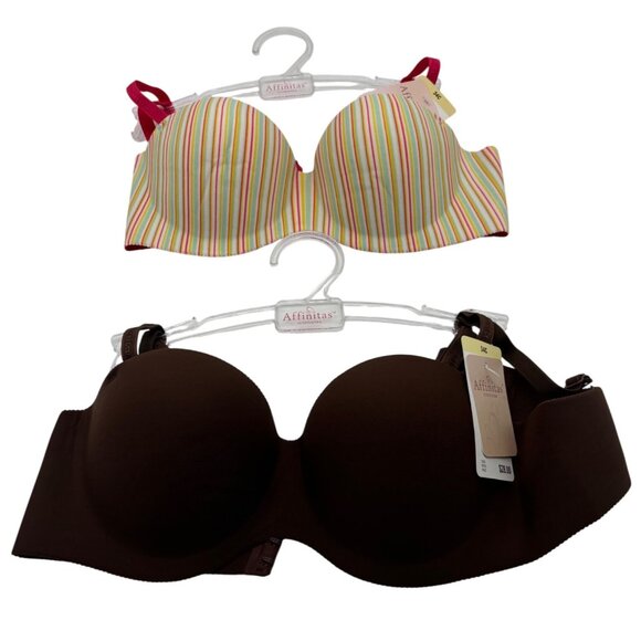 Affinitas Other - Affinitas Intimates Set of 2 Removable Straps Push-up bras, 34C, striped/brown